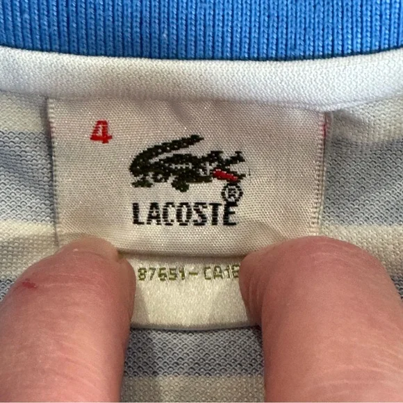 Vintage Lacoste Blue Striped Polo Shirt - Picture 3 of 12